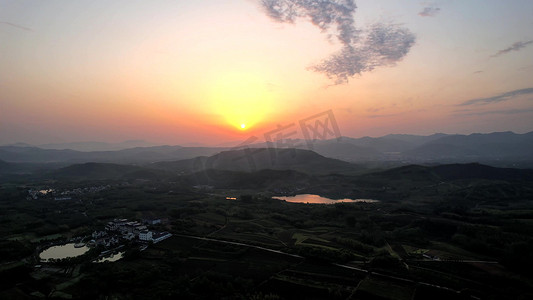 航拍南山日出大山深处日出