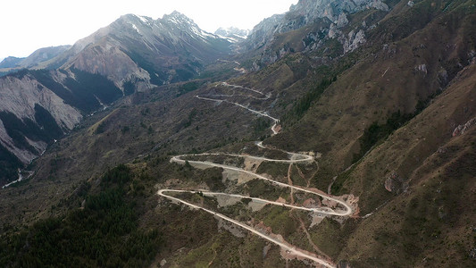 航拍甘南藏族自治州山路十八弯盘山公路