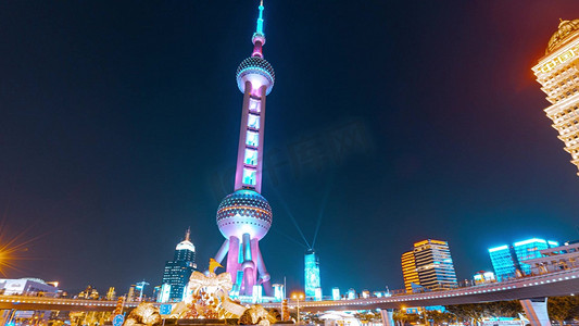 宣传大气摄影照片_大气上海东方明珠车流繁华夜景