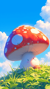 卡通大蘑菇背景图片_可爱风春天彩色鲜艳的卡通大蘑菇设计图