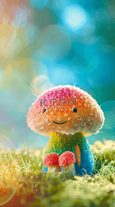 可爱风春天彩色鲜艳的卡通大蘑菇背景