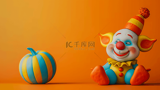 愚人节快乐可爱愚人节小丑橙色背景20