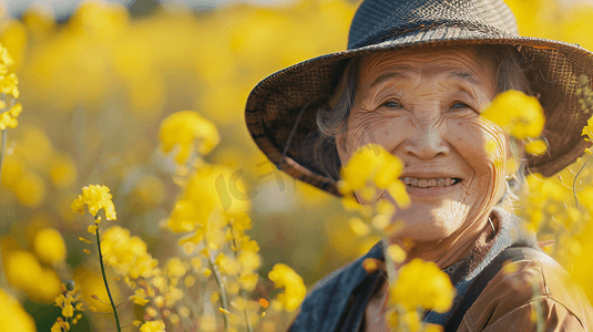 油菜花田中拍照的老奶奶12