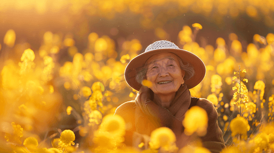 油菜花田中拍照的老奶奶14