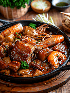 上海红烧肉摄影照片_美味红烧肉海鲜