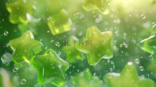 绿色可爱的星形飘浮设计