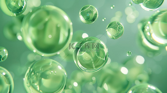 绿色能源图片背景图片_绿色的泡泡在空中飘浮背景图片