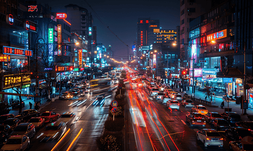 市中心繁华商圈夜景
