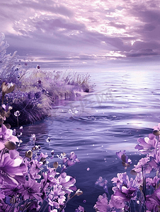 小清新自然风光摄影照片_紫色花海小清新风景