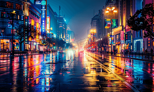 攻坚之年摄影照片_上海南京路之夜