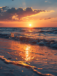 太阳下载摄影照片_海边日落景色