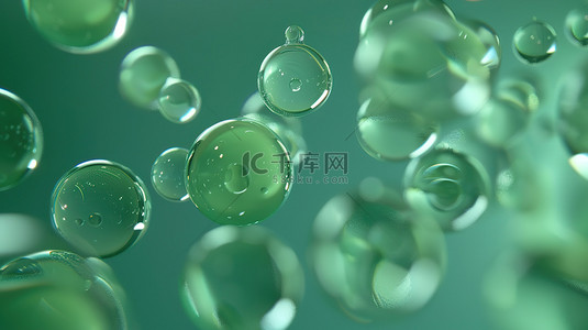 泡泡绿色背景图片_绿色的泡泡在空中飘浮素材