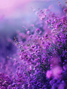 花弥散紫色摄影照片_紫色花海小清新风景