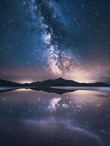 花絮满天飞摄影照片_青海湖星空荒凉