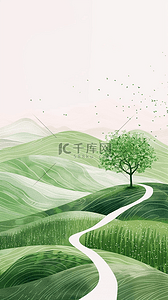 文艺手机背景图片_文艺清新春天田野里的一棵树壁纸设计