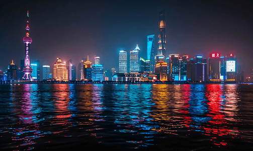 上海陆家嘴金融外滩夜景