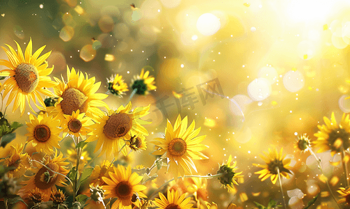 小清新暖色摄影照片_阳光下的向日葵