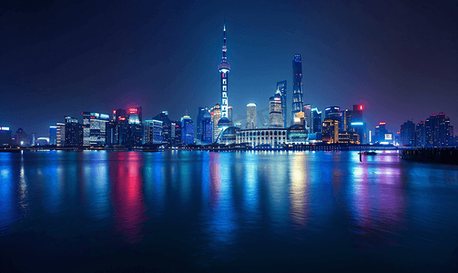 金融摄影照片_上海陆家嘴金融外滩夜景