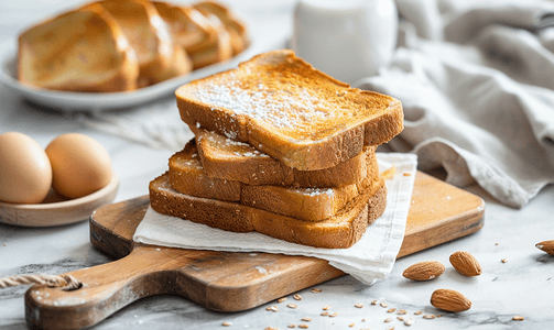 烘焙面包摄影照片_吐司面包营养早餐