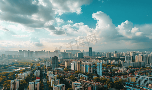 长焦图片摄影照片_俯视城市风景