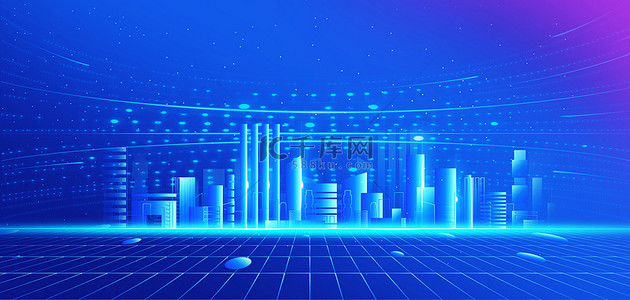 光点科技背景图片_科技建筑光点蓝色商务背景