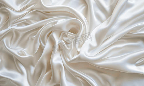 丝滑绸缎摄影照片_白色丝绸背景素材