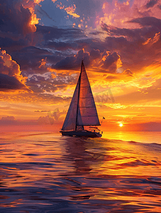 日落帆船回家