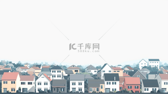 乡镇背景图片_彩色房屋建筑乡村插画设计图