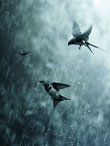 雷雨摄影照片_暴雨中展翅翱翔的海燕