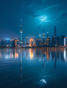 美丽的黄浦江畔夜景