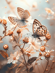 花丛中的两只蝴蝶