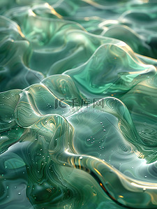 绿色图片背景图片_流动的玻璃液体绿色图片