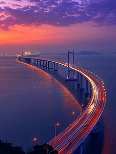 免费图片免费下载摄影照片_黄昏下的大连跨海大桥