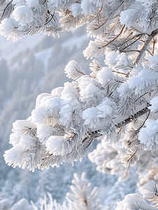 内蒙古冬季树挂雪景特写