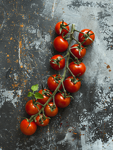 小餐桌广告摄影照片_有机连枝番茄千禧番茄小西红柿