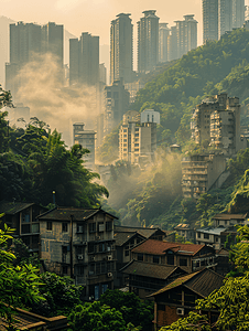 背景大气简单摄影照片_美丽的山城重庆