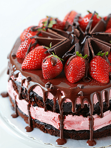 巧克力淋面草莓蛋糕
