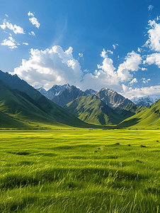 唯美摄影照片_新疆天山下的草原唯美风景