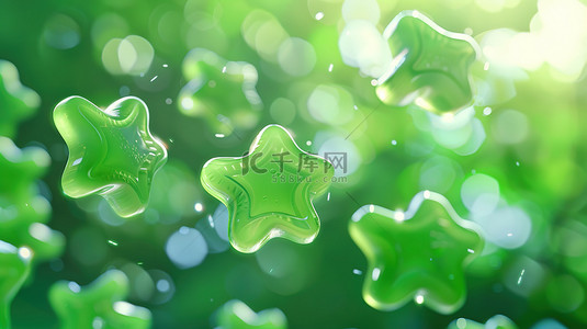 绿色可爱的星形飘浮图片
