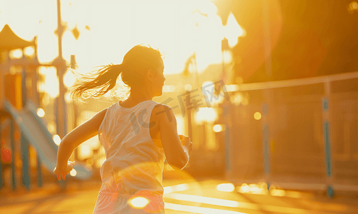 青春活动女性操场跑步