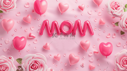 文字框猪背景图片_粉色母亲节花朵MOM背景