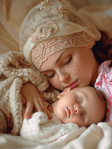 外国小模特摄影照片_母婴睡眠陪伴