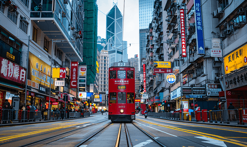 繁华的街景摄影照片_香港街景市中心