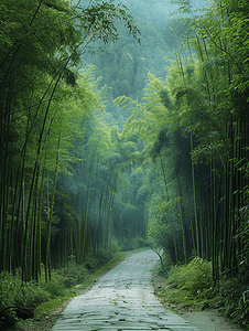 石板摄影照片_幽静的蜀南竹海竹林石板路