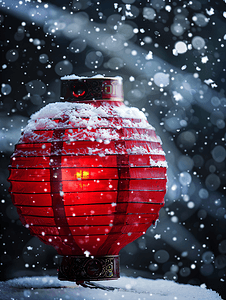 西塘夜景摄影照片_红灯笼下雪