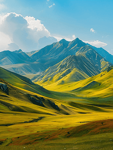 新疆天山下的草原唯美风景