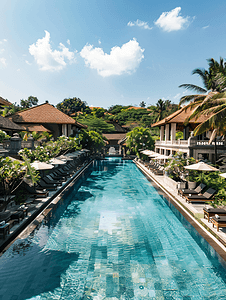 海边度假酒店摄影照片_印尼巴厘岛奢华度假酒店