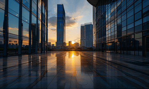 南京地标图片摄影照片_南京商务区现代建筑夕阳
