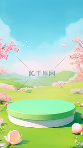 樱花背景图片_春天户外空镜3D桃花花枝促销电商展台设计