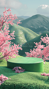春暖花开春天促销背景图片_春天春暖花开户外风景3D展台图片